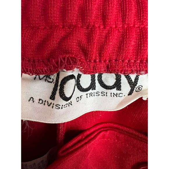 Vintage Miss Today Red 100% Polyester 70s Front Crease Pants Bottoms Size 10 - Picture 7 of 9